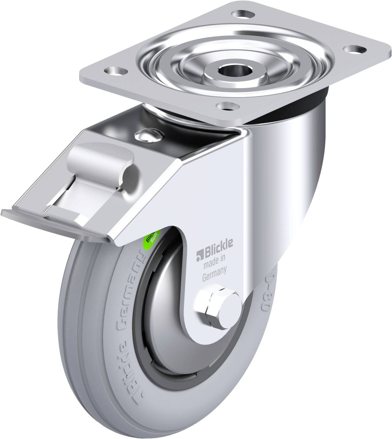Blickle 849938 L-VWPP 160G-FI-SG-FA Acéllemez forgógörgő KerékØ: 160 mm Teherbírás (max.): 70 kg 1 db
