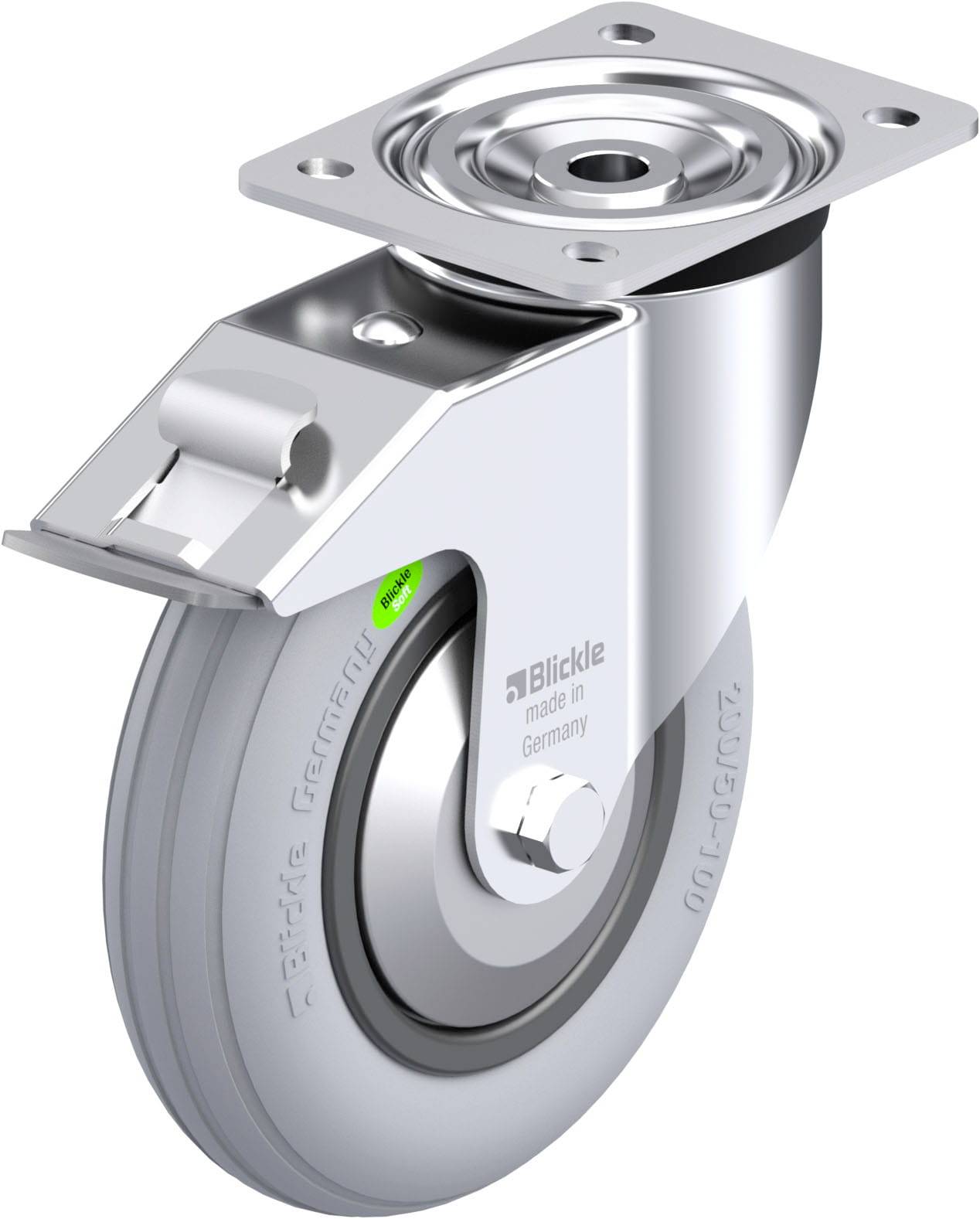 Blickle 849952 L-VWPP 200G-FI-SG-FA Acéllemez forgógörgő KerékØ: 200 mm Teherbírás (max.): 100 kg 1 db