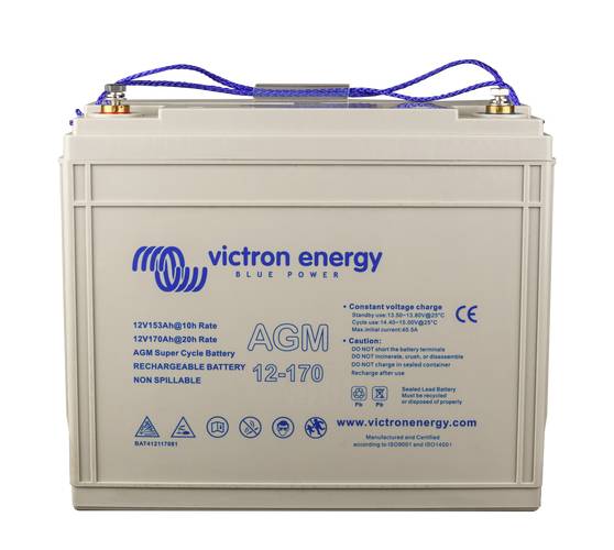 Victron Energy AGM Super Cycle 12V 170Ah Ólomakku 12 V 170 Ah Ólom-vlies (AGM) (Sz x Ma x Mé) 153 x 280 x 336 mm M8 csavaros csatlakozó Karbantartásmentes