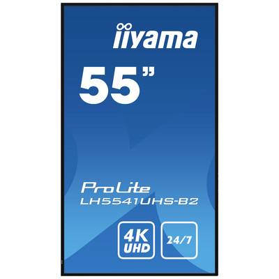 Egy 55 hüvelykes monitor, a 'ProLite LH5541UHS-B2' típusjelzéssel, 4K UHD felbontással, 24/7 üzemmódra alkalmas.