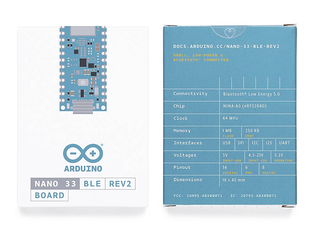 Arduino ABX00071 Panel Nano 33 BLE Rev2 Nano ARM® Cortex®-M4-4