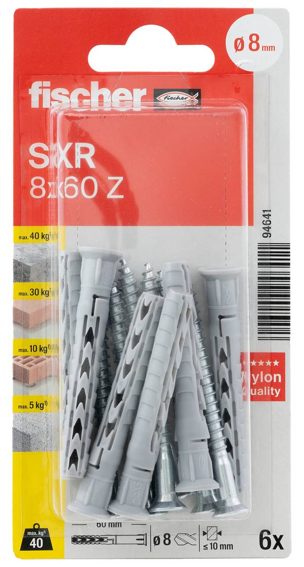 Fischer 094641 SXR 8 x 60 Z K NV Hosszúszárú tipli 60 mm 1 készlet