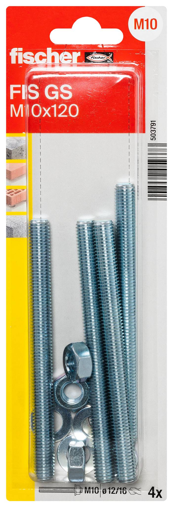 Fischer 503791 FIS GS M10 x 120 K NV Menetes horgony 120 mm 12 mm 1 készlet