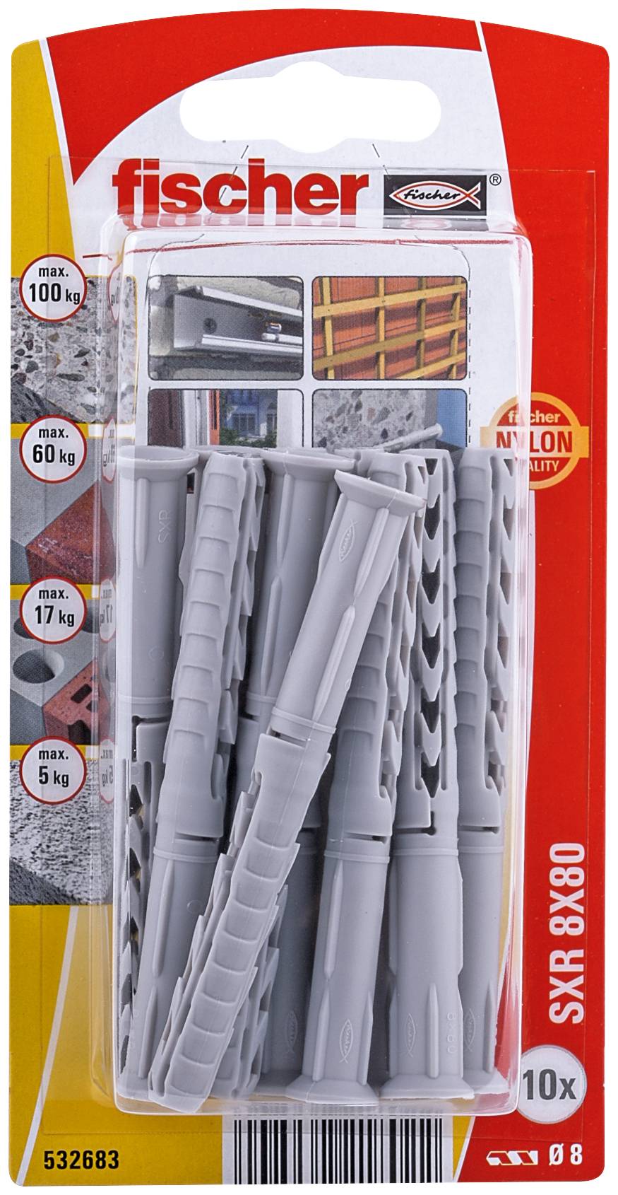 Fischer 532683 SXR 8 x 80 K NV Hosszúszárú tipli 80 mm 1 készlet