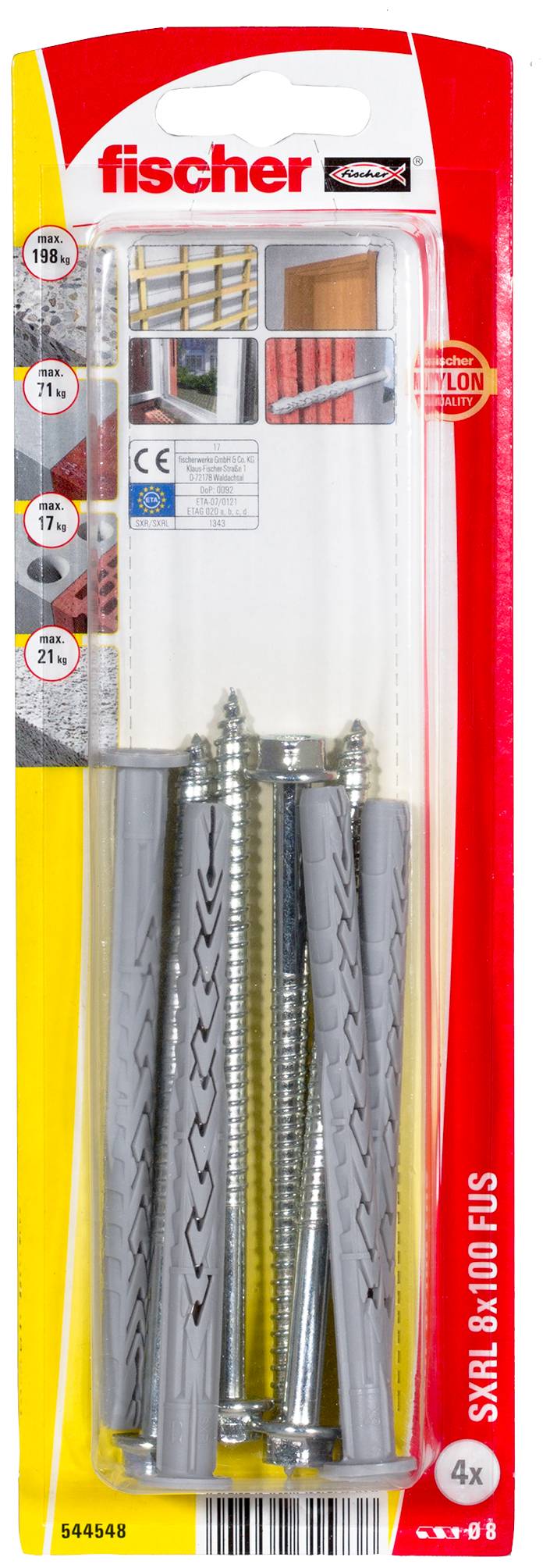 Fischer 544548 SXRL 8 x 100 FUS K NV Hosszúszárú tipli 100 mm 1 készlet