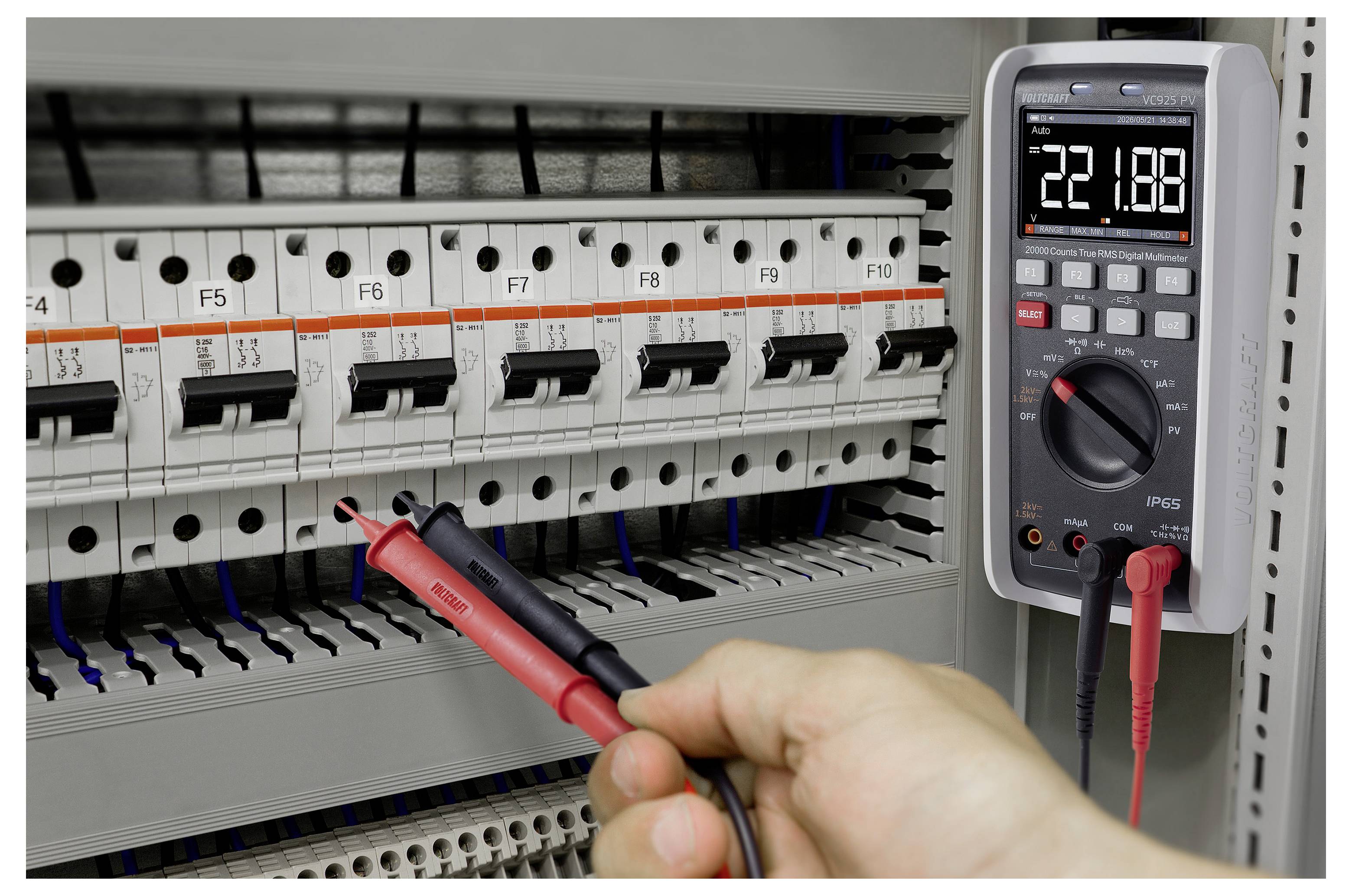 VOLTCRAFT VC925 PV Photovoltaik multiméter digitális Vízsugár ellen védett (IP65) CAT III 1500 V, CAT IV 1000 V Kijelző -9
