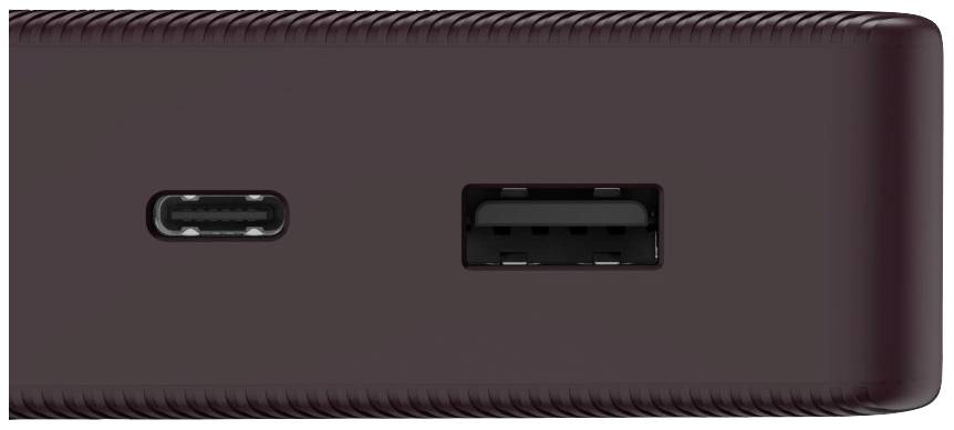 Egy sötét eszköz két csatlakozóval: baloldalon egy USB-C csatlakozó, jobboldalon egy USB-A csatlakozó.