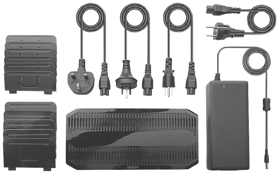 LINDY Ladegerät USB-s töltőkészülék 120 W 2x USB-C®, 8x USB-A Fekete Beltér