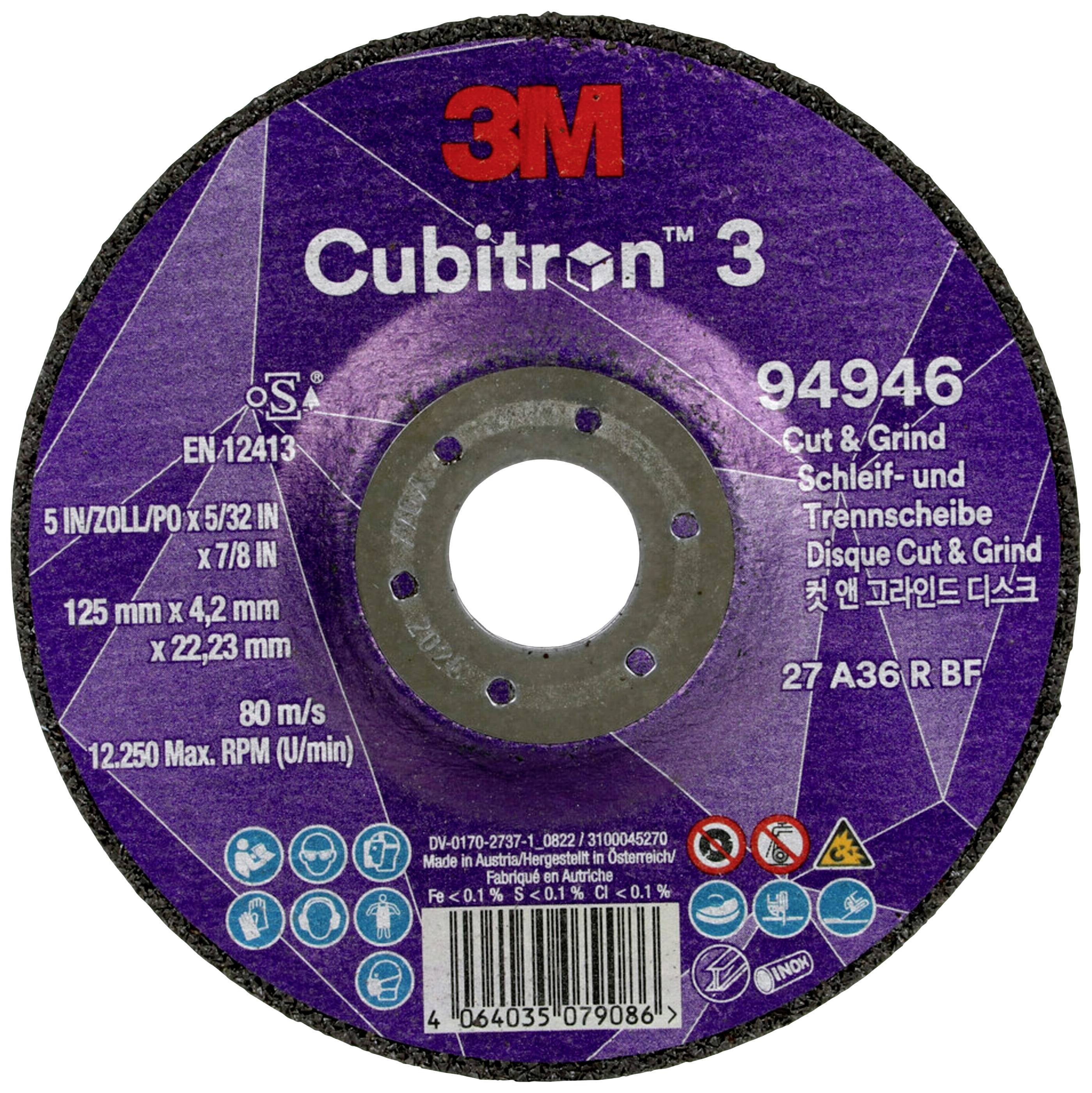 Cubitron 94946 Cubitron™ 3 Cut and Grind Csiszolókorong Ø 125 mm Furat átmérő 22.23 mm 10 db