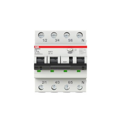 ABB kismegszakító, DS201C B40 típus, háromfázisú, tesztgombbal, főkapcsoló funkcióval, elektromos elosztószekrényekhez.