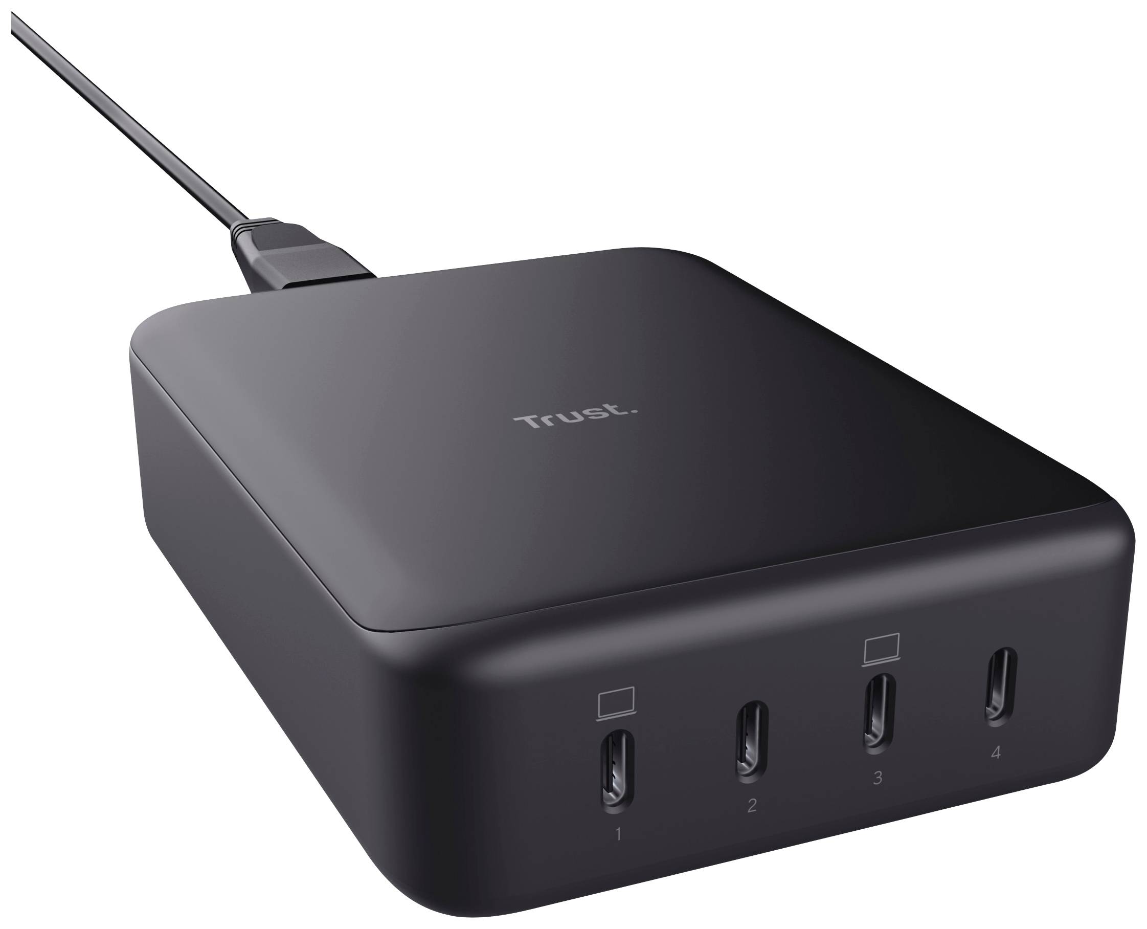 Trust MAXO USB-s töltőkészülék 240 W 4x USB-C® Power Delivery Fekete Beltér USB Power Delivery (USB-PD)