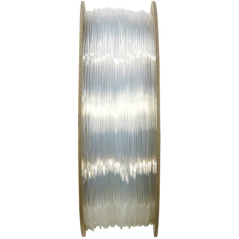 Egy tekercs átlátszó filamenyszálakból, amelyet 3D-nyomtatókban használnak. A tekercs teljesen fel van töltve filamenttel.