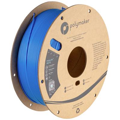 Polymaker márka kék 3D nyomtatási filament tekercs, 'PolyLite PETG' terméknévvel, alkalmas műszaki 3D nyomtatáshoz.