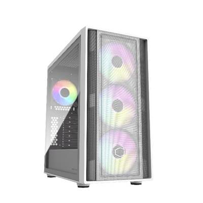 Cooler Master MasterBox 600 White Desktop Számítógép ház Fehér 4 előre telepített LED-hűtő, Oldalsó szélvédő, Porszűrő