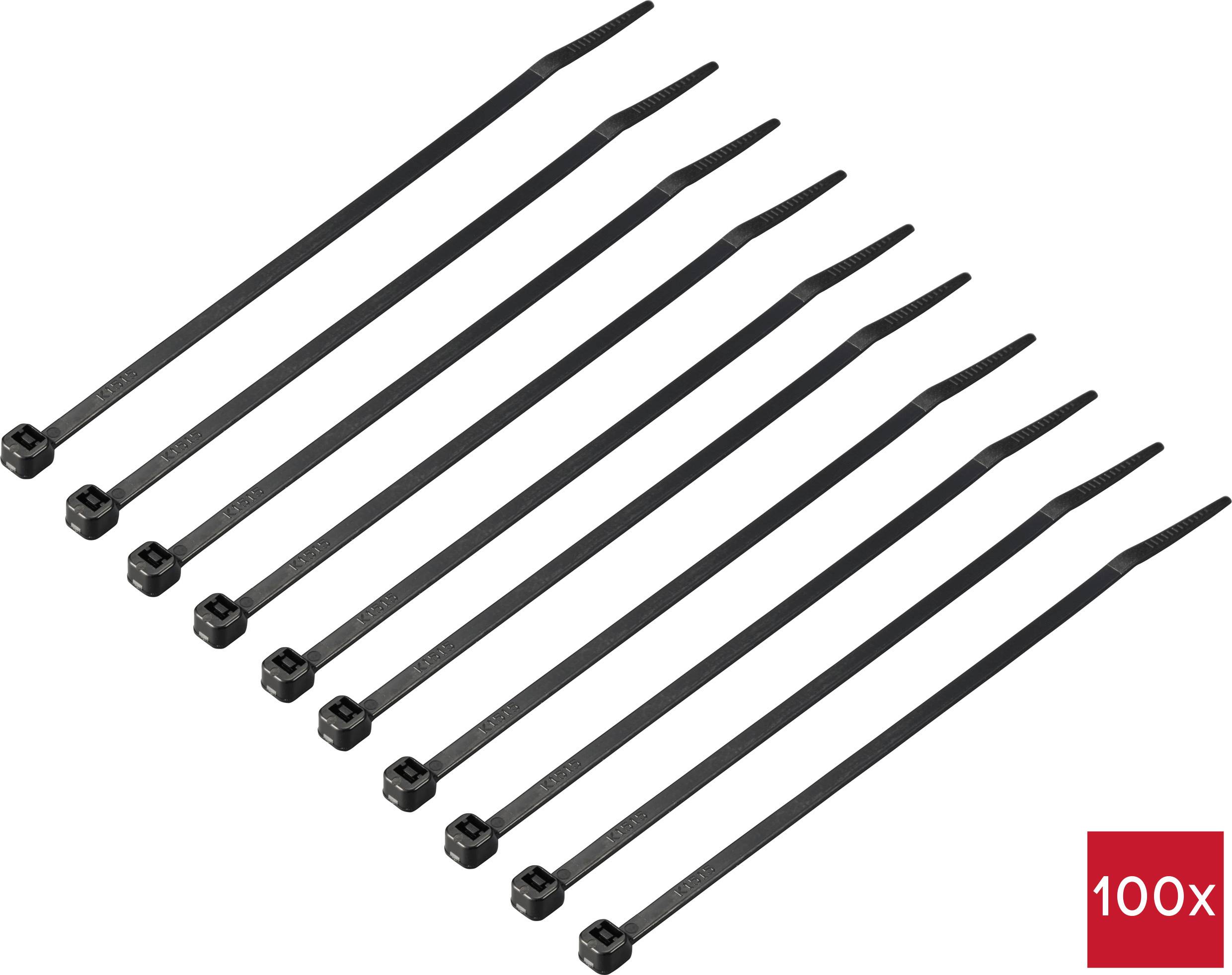 TRU COMPONENTS TC-12533324 Kábelkötöző 150 mm 3.6 mm Fekete Hidegnek ellenáll 100 db