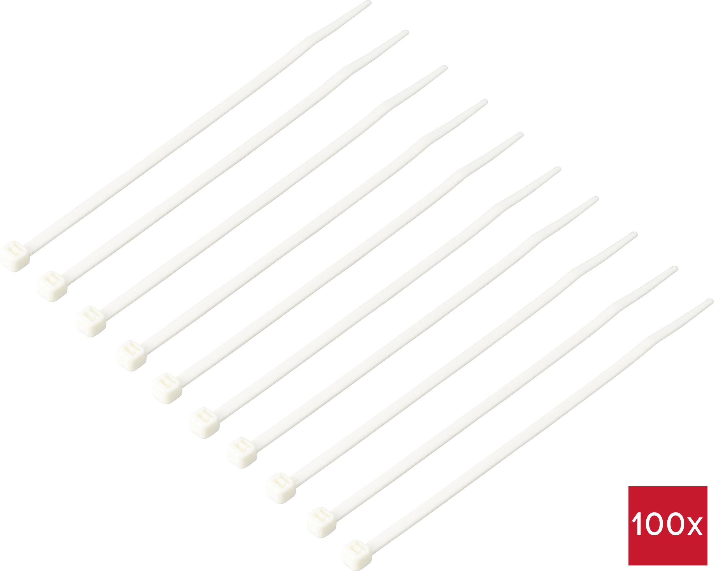 TRU COMPONENTS TC-12533332 Kábelkötöző 150 mm 3.6 mm Fehér Égésgátló 100 db