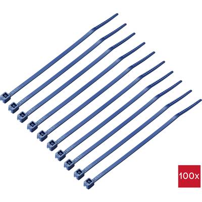 Tíz kék kábelkötegelő egymás mellett, jobb alsó sarkában egy piros mezővel, amelyen a '100x' felirat látható, utalva a mennyiségre.