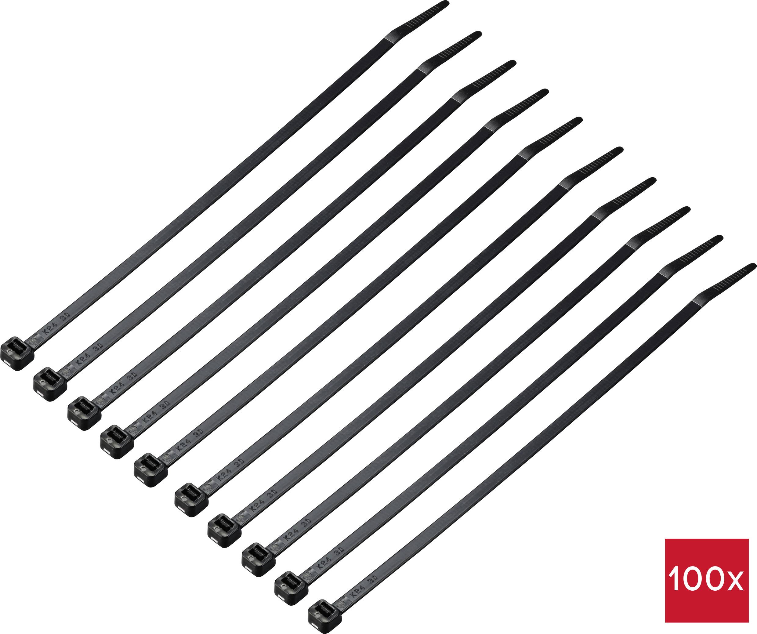 TRU COMPONENTS TC-12533360 Kábelkötöző 200 mm 4.6 mm Fekete 100 db