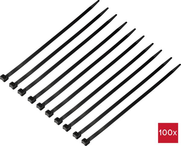 TRU COMPONENTS TC-12533364 Kábelkötöző 300 mm 7.6 mm Fekete 100 db