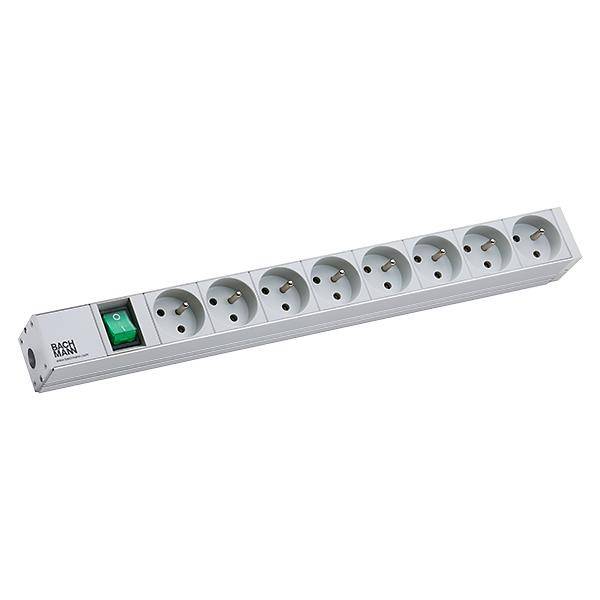 Bachmann 19 stekkerdoos 1U 8xUTE 1xswitch, zilver