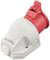 Ipari dugalj piros csatlakozóval műanyagból és fehér házzal. Robusztus elektromos berendezésekhez történő használatra.