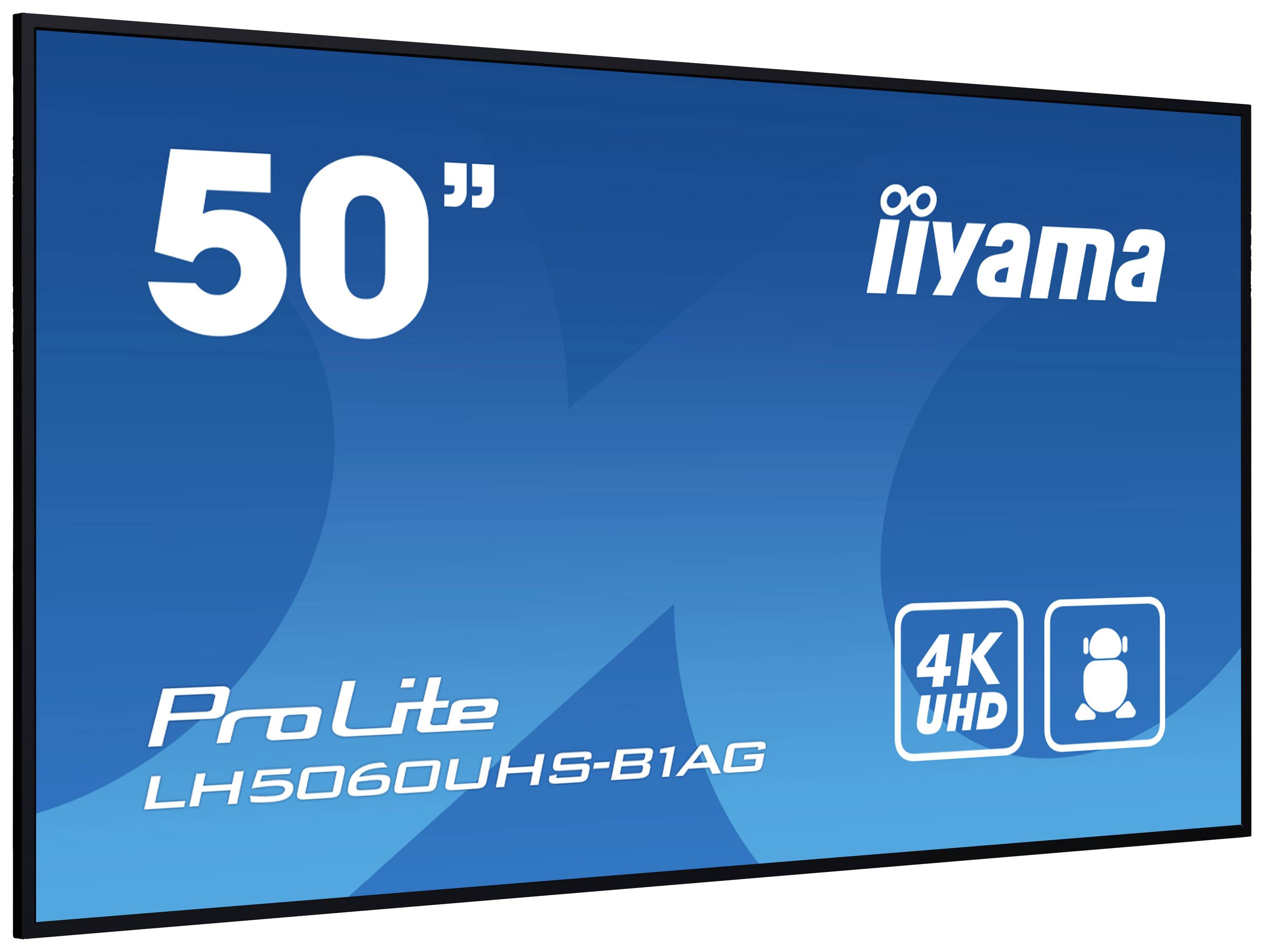 50 hüvelykes iiyama ProLite monitor, LH5060UHS-B1AG modell, 4K UHD felbontással és tükröződésmentes (anti-glare) funkcióval.