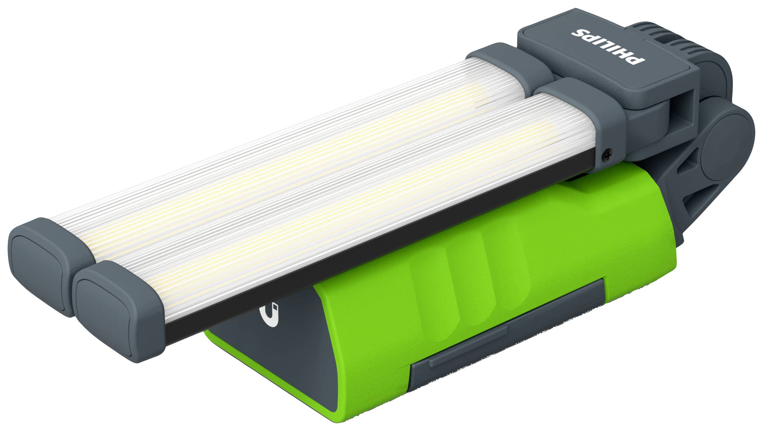 Egy hordozható, zöld munkahelyi lámpa dupla LED-fényekkel, amely kiváló választás kézműves tevékenységekhez és rugalmas világítási megoldásokhoz.