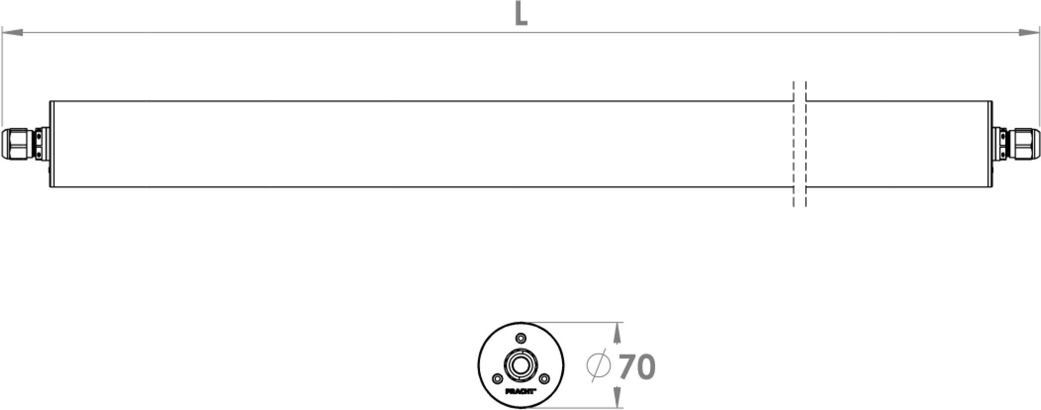 Egy fehér fénycsöves lámpa fekszik vízszintesen fehér háttér előtt.