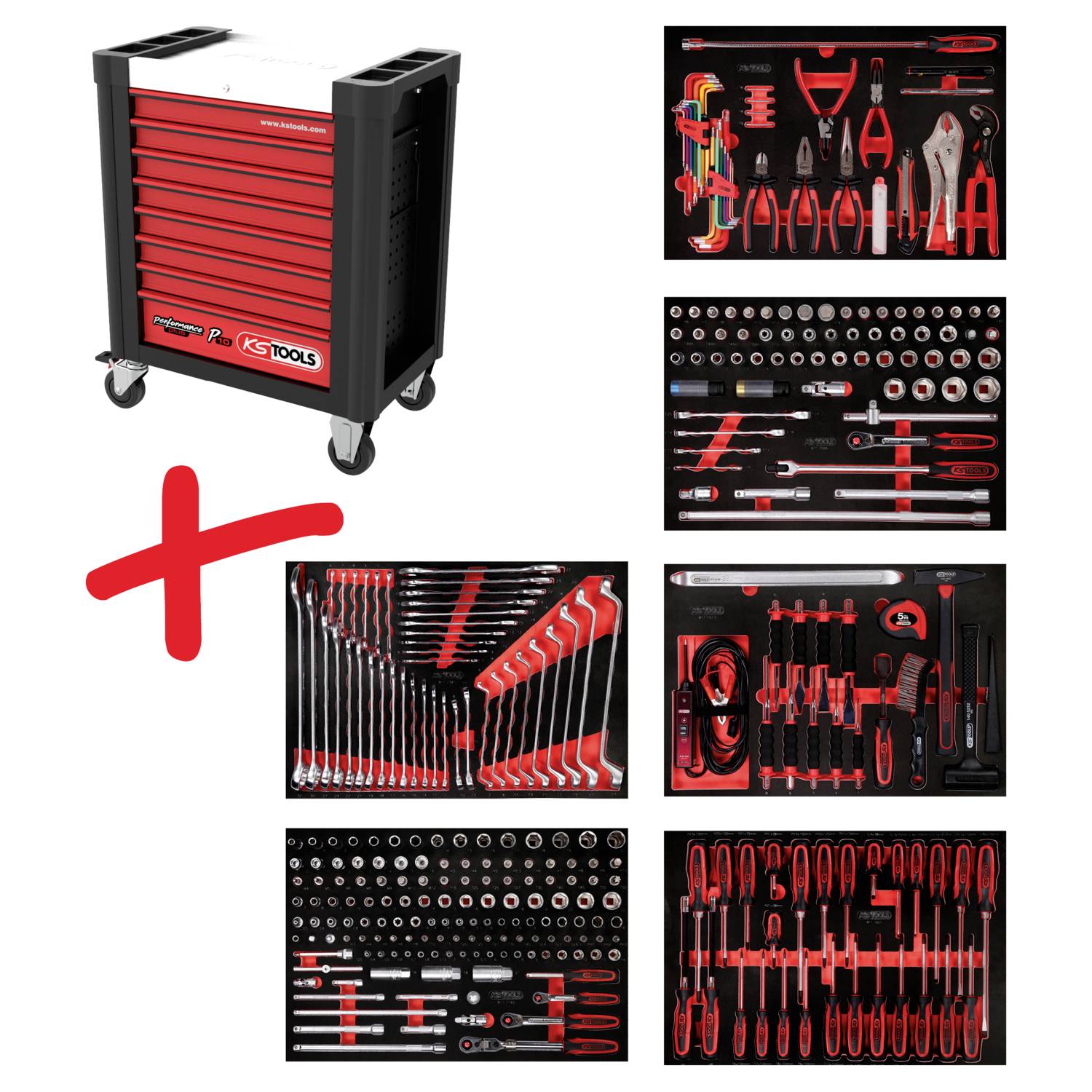 KS Tools 8106338 Műhelykocsi Gyártói szín: Fekete, Piros