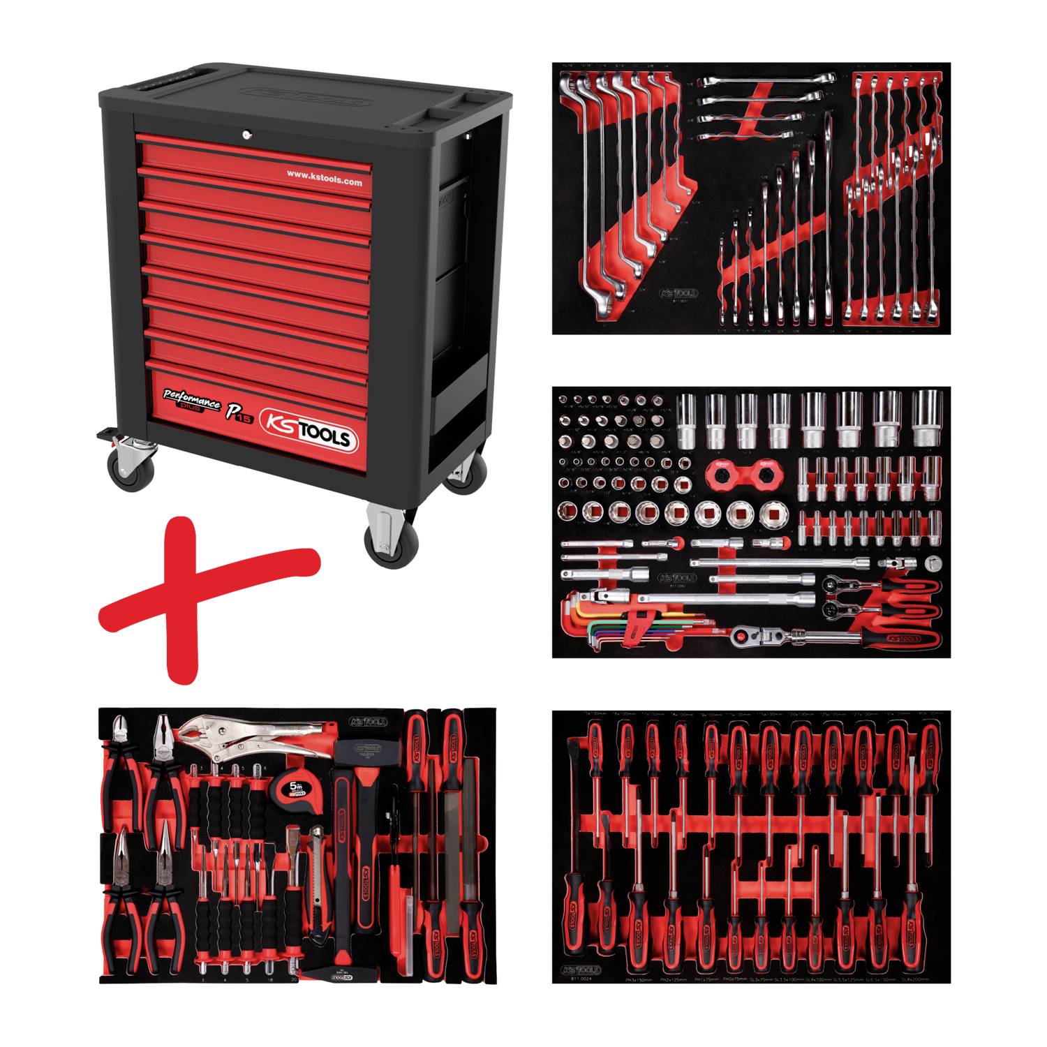 KS Tools NEW-63144 Műhelykocsi Gyártói szín: Fekete, Piros
