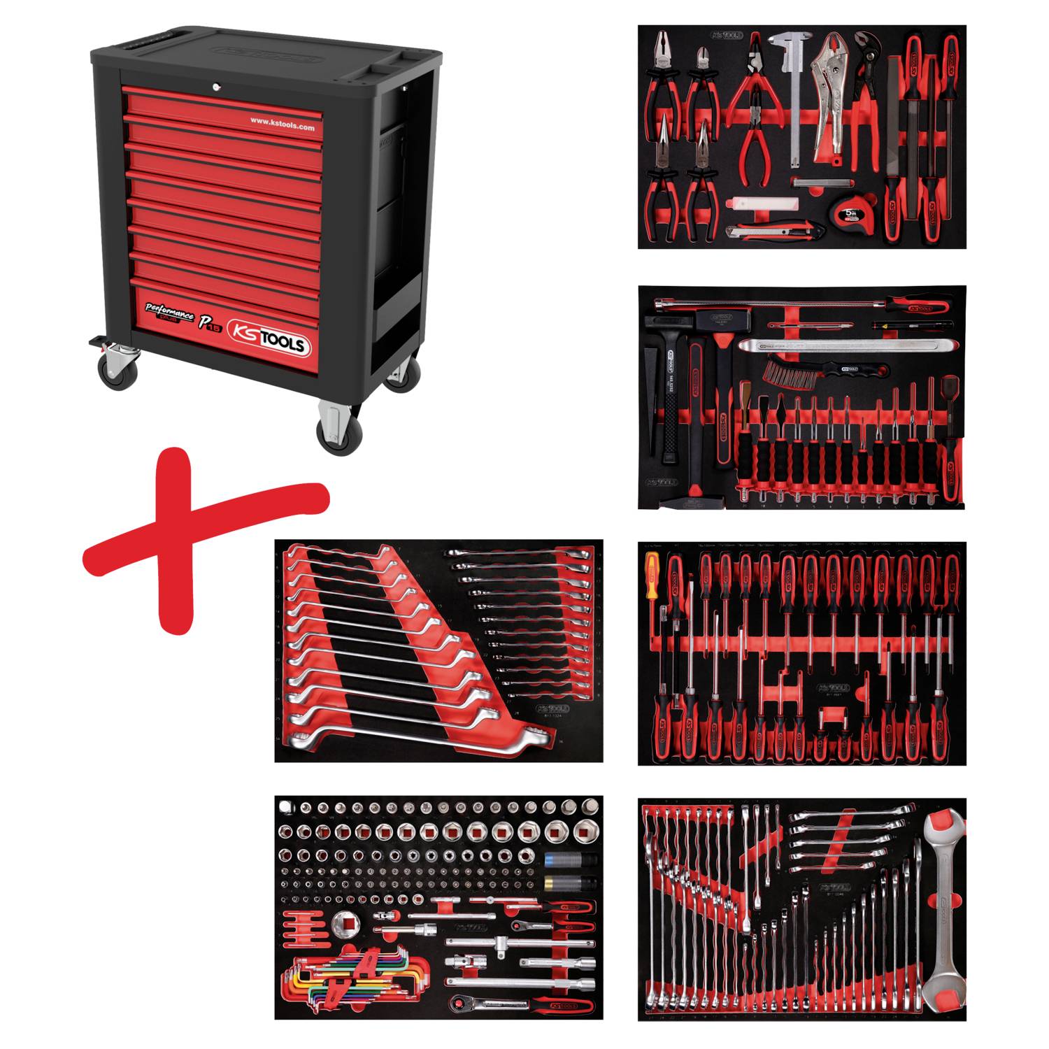 KS Tools NEW-63150 Műhelykocsi Gyártói szín: Fekete, Piros