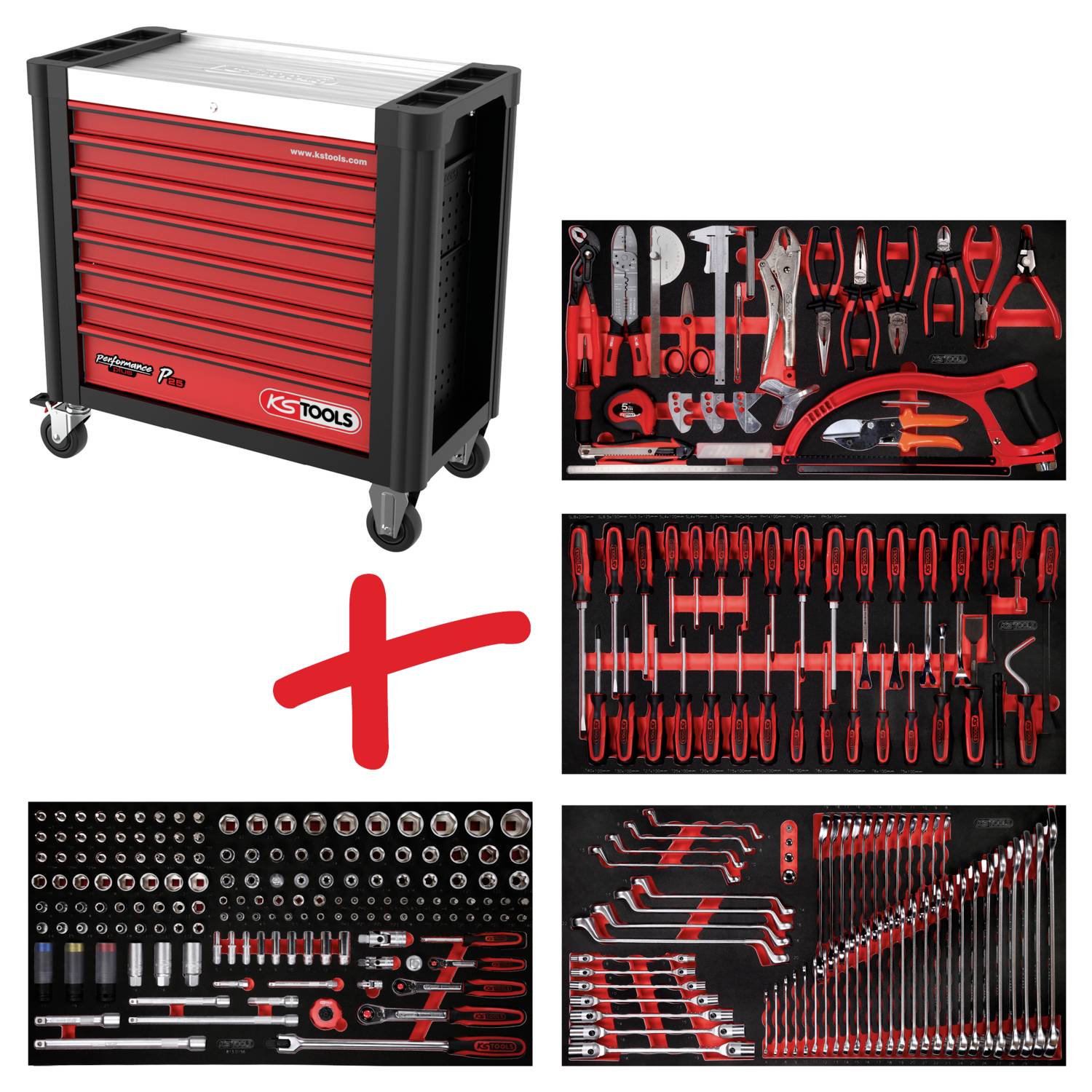 KS Tools NEW-63167 Műhelykocsi Gyártói szín: Fekete, Piros