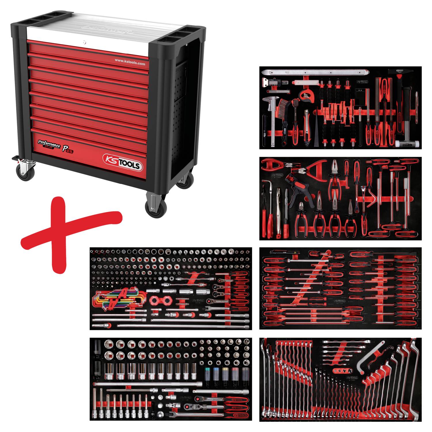KS Tools 8256416 Műhelykocsi Gyártói szín: Fekete, Piros