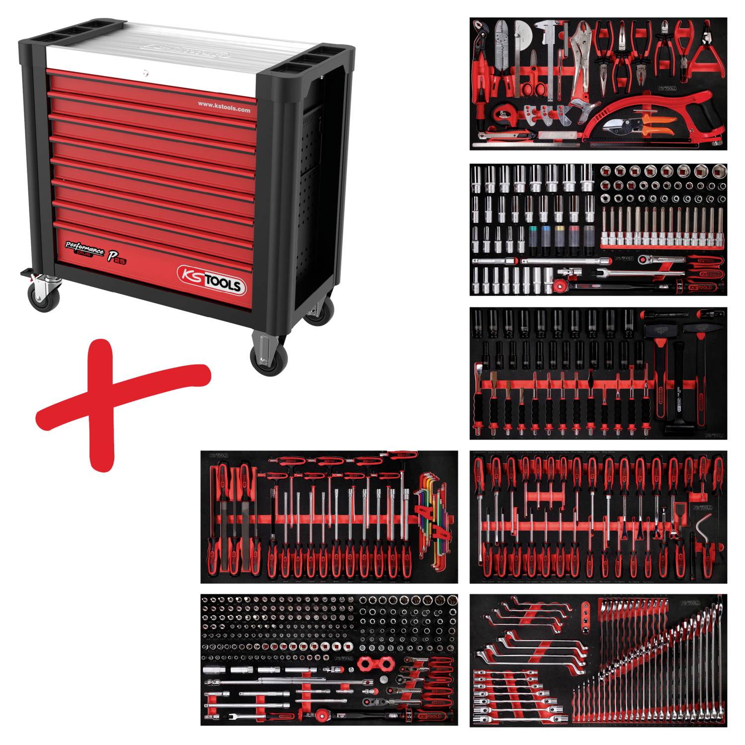 KS Tools 8257510 Műhelykocsi Gyártói szín: Fekete, Piros