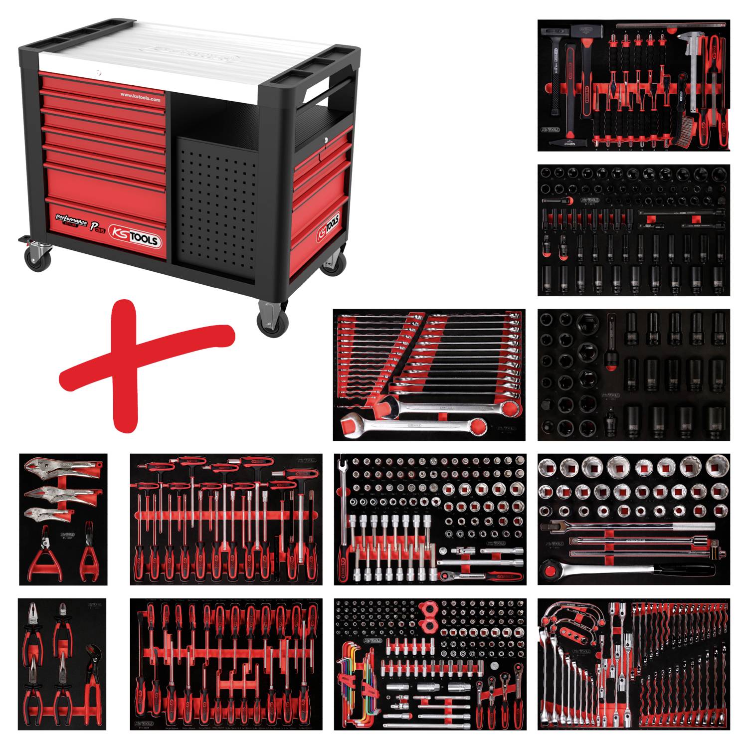 KS Tools 83512549 Műhelykocsi Gyártói szín: Fekete, Piros
