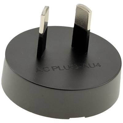 Egy fekete elektromos adapter dugó két lapos fémcsatlakozóval, amelyen az 'AC PLUG-AU4' felirat szerepel.