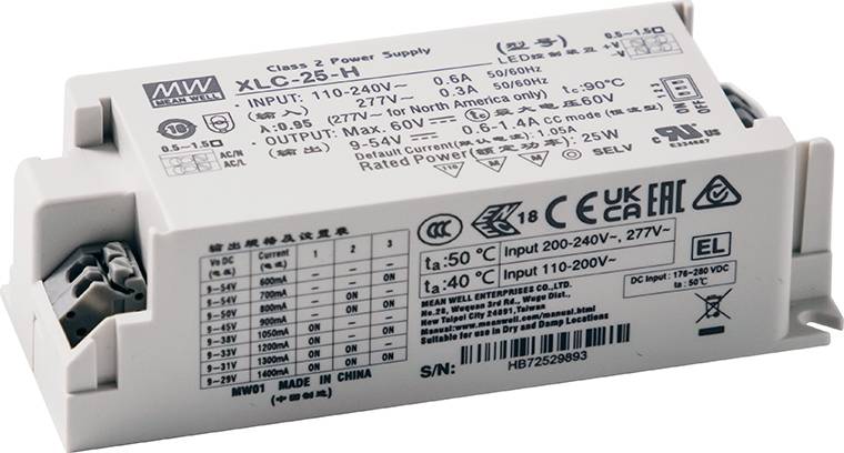 MEAN WELL XLC-25-24 LED meghajtó 25.2 W 1 db