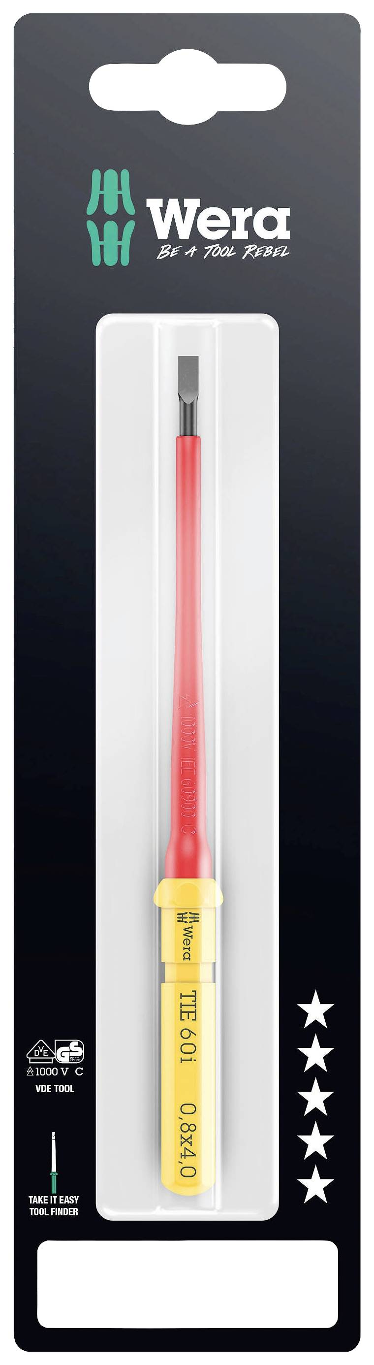 Wera Kraftform Kompakt VDE 60 i 0,8x4,0x157 mm TIE SB Villanyszerelő Egyeneshornyú Cserélhető penge 4.0 mm