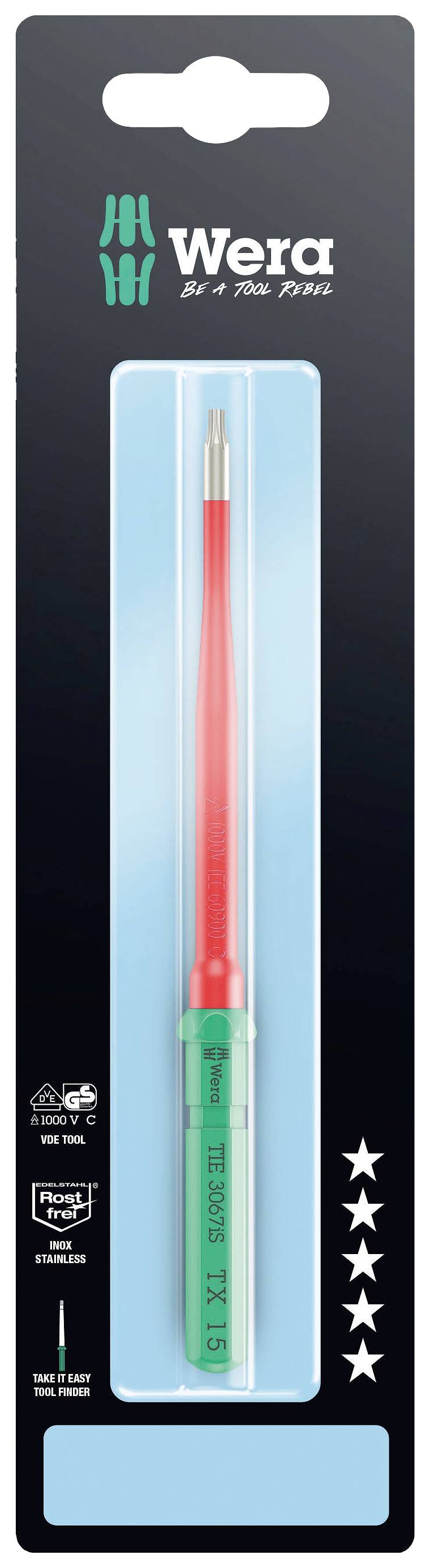 Wera Kraftform Kompakt VDE 3067 iS TX 15x157mm TIE SB VDE TORX Cserélhető penge TX 15 157 mm