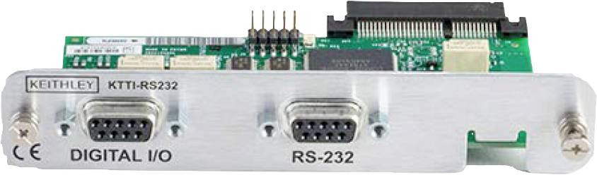 Kapcsolási rajz RS-232 és DIGITÁLIS I/O csatlakozókkal. A felső részen elektronikai komponensek láthatók.