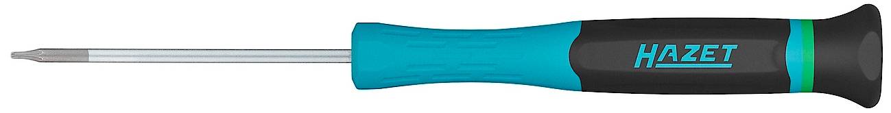 Egy Hazet csavarhúzó kék-fekete markolattal és fém hegyű csúccsal. Kiváló választás precíziós kézi munkákhoz és szerelési feladatokhoz.