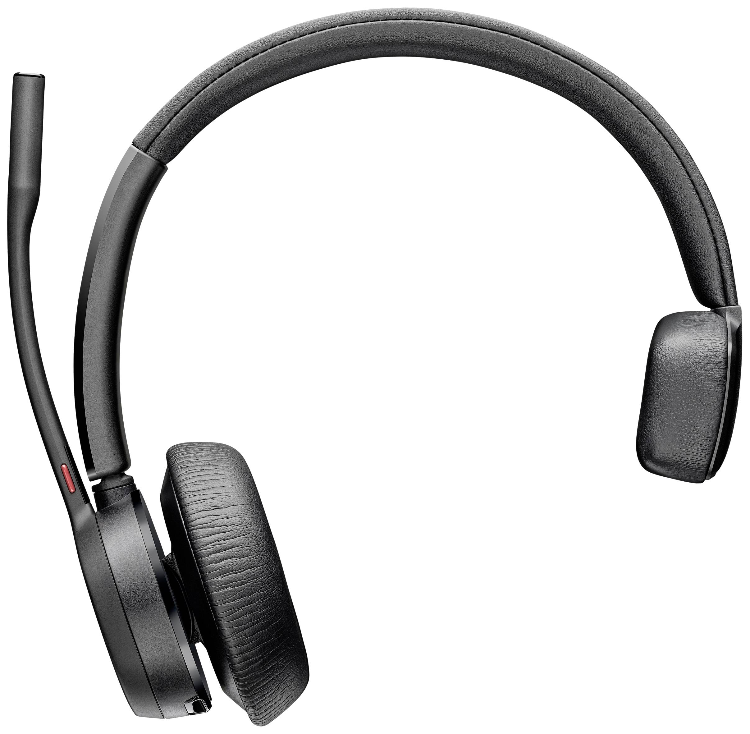 Fekete, mikrofonkaros vezeték nélküli headset jobb oldali nézetben. Tökéletes telefonbeszélgetésekhez és online értekezletekhez.