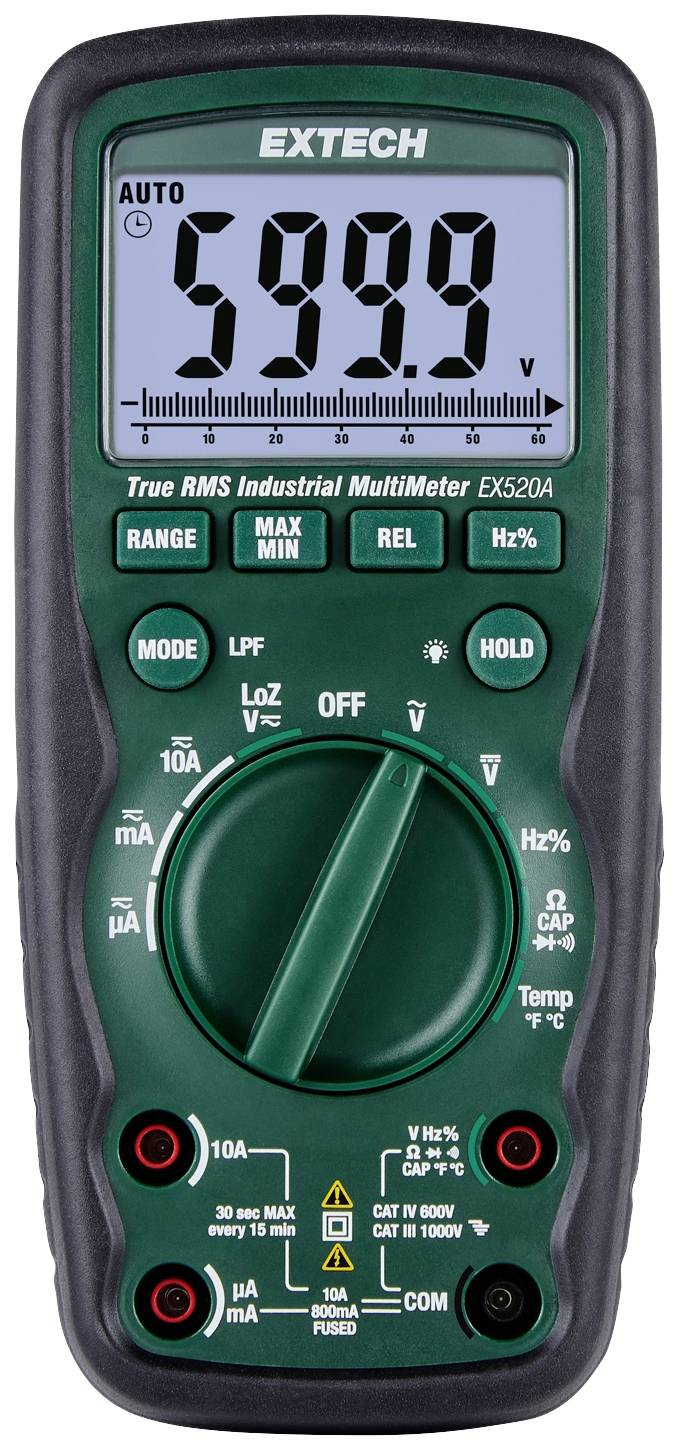 Extech Extech EX520A Kézi multiméter digitális CAT IV 600 V Kijelző (digitek): 6000
