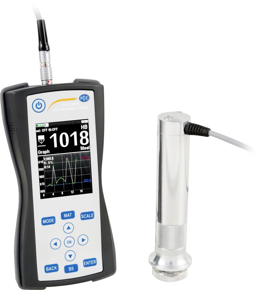 PCE Instruments Keménységvizsgáló műszer Brinell, Vickers, UCI, Rockwell, Leeb, Szakítószilárdság (MPa)
