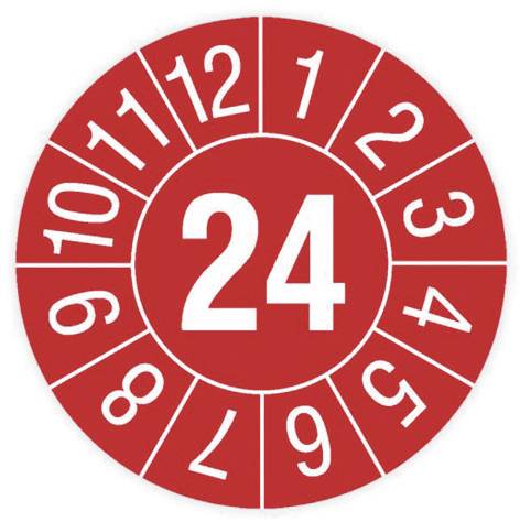 Cimco 182696 Ellenőrző plakett 2025 Piros Öntapadó fólia (Ø) 30 mm 30 mm 1 db