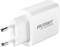 Fehér USB-töltő adapter európai csatlakozóval, a 'Voltcraft' márkanévvel és az 'UC-1C20W01' modellszámmal nyomtatva.