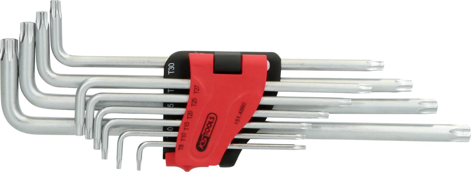 KS Tools 151.4860 TX Hajlított csavarhúzó készlet T 8, T 10, T 15, T 20, T 25, T 27, T 30, T 40, T 45, T 50 10 részes