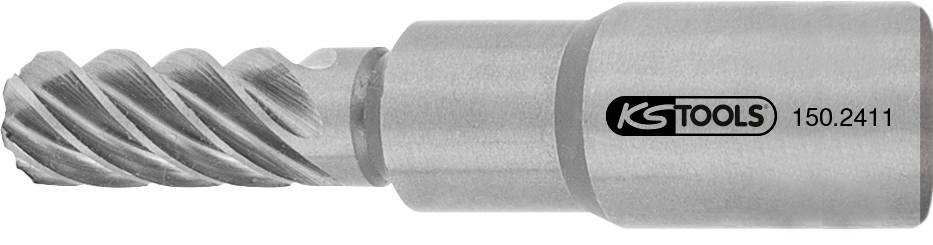 Spirál élű fémmaró, oldalirányban elhelyezve. A sima felületen 'KG Tools 150.2411' felirattal ellátva.
