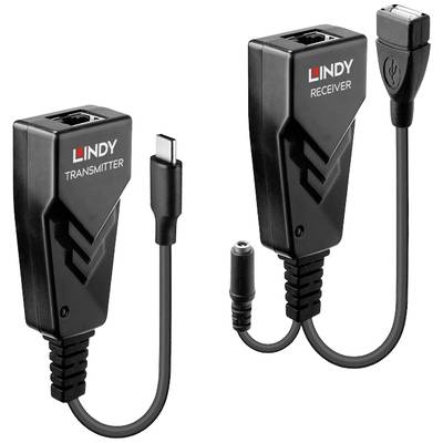 LINDY USB 2.0 Typ C Cat.6 Extender USB-C® (USB 2.0) USB extender RJ45 hálózati kábelen keresztül 100 m