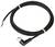 Fekete kábel fém csatlakozóval és hajlított véggel, három ér (kék, barna, fekete) szabadon, gumiszalagokkal rögzítve.